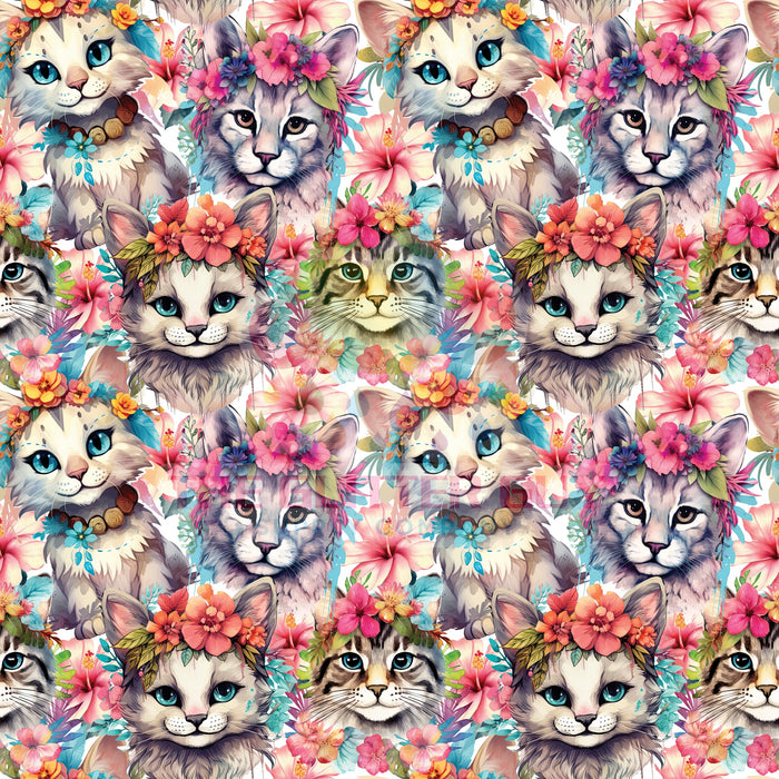 Printed Vinyl - Floral Cats 215