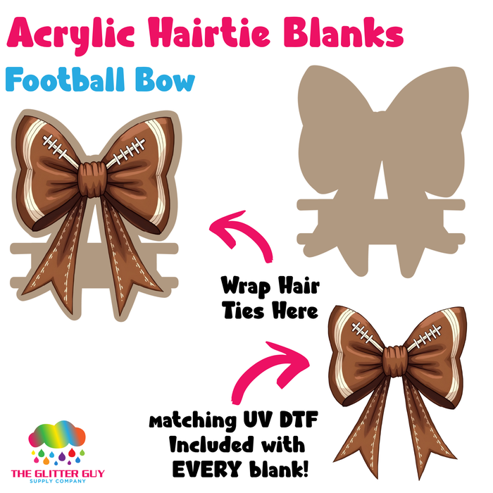 Acrylic Hair Tie Holder Keychain - Football Bow