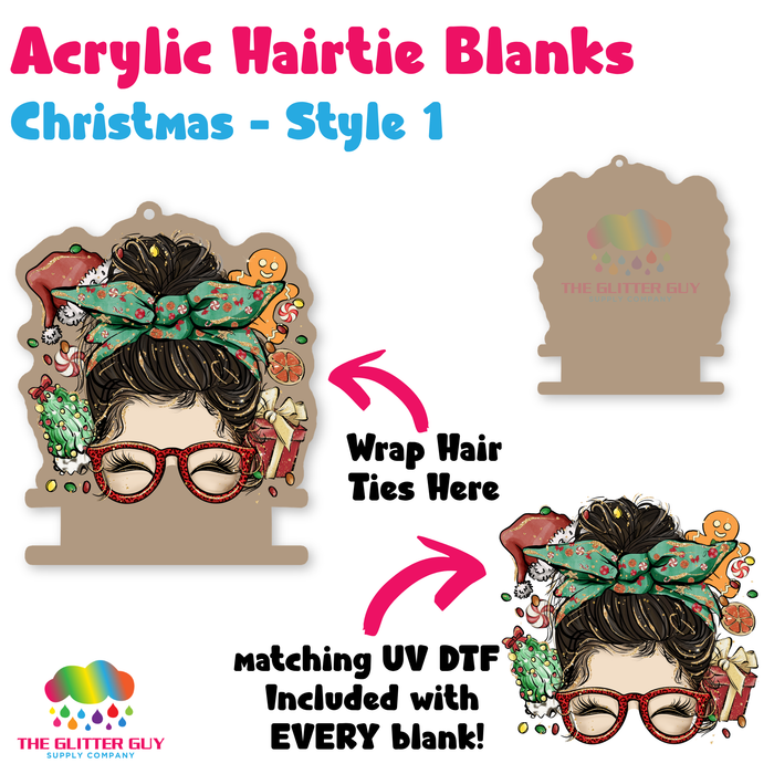 Acrylic Hair Tie Holder Keychain - Christmas H-017