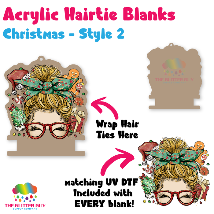 Acrylic Hair Tie Holder Keychain - Christmas H-017