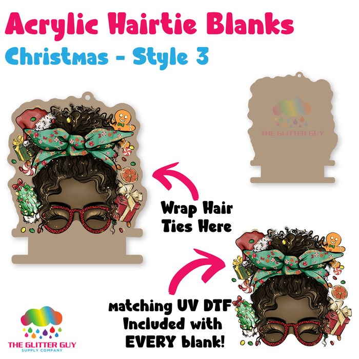 Acrylic Hair Tie Holder Keychain - Christmas H-017