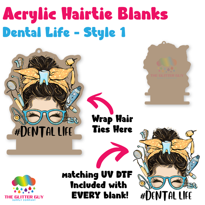 Acrylic Hair Tie Holder Keychain - Dental Life H-018