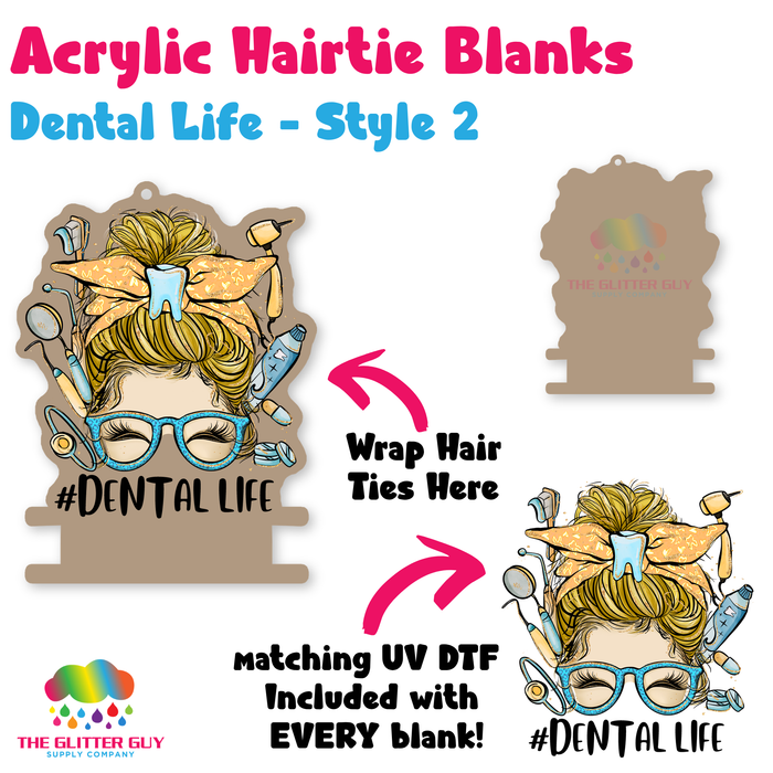 Acrylic Hair Tie Holder Keychain - Dental Life H-018