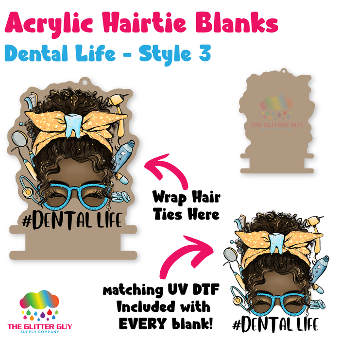 Acrylic Hair Tie Holder Keychain - Dental Life H-018