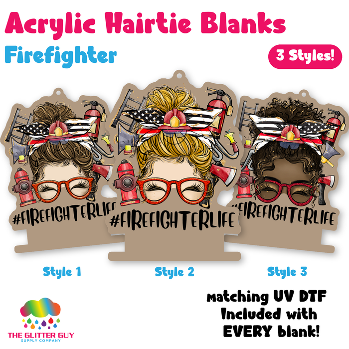 Firefighter acrylic hair tie holder keychain H-019