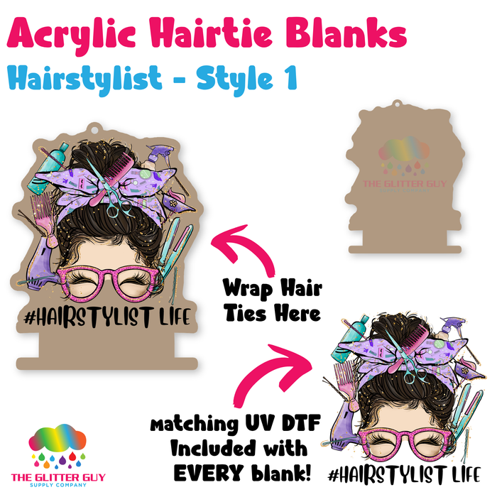 Acrylic Hair Tie Holder Keychain - Hairstylist H-020