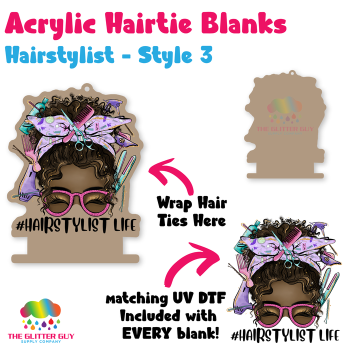 Acrylic Hair Tie Holder Keychain - Hairstylist H-020