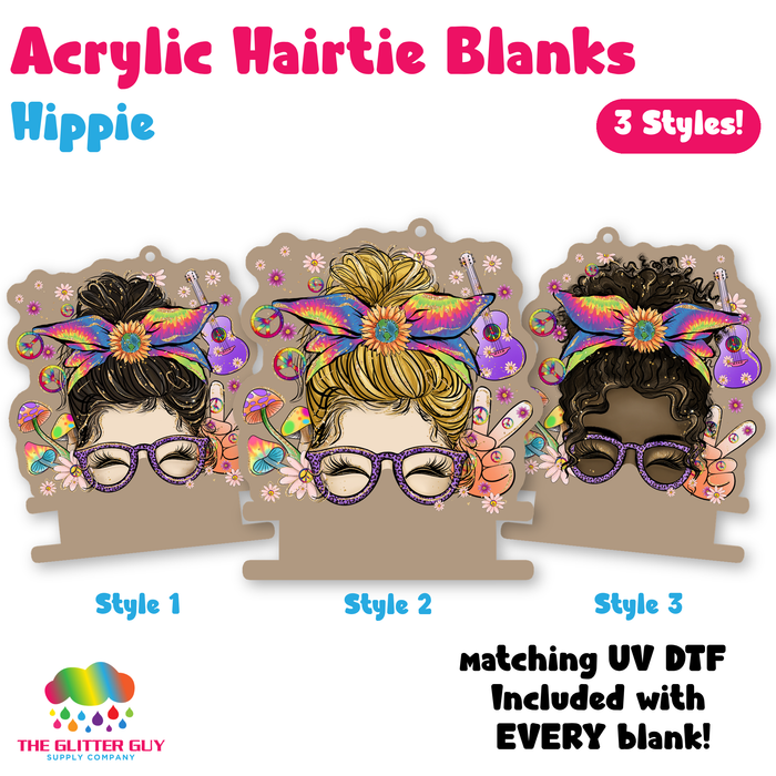Hippie acrylic hair tie holder keychain H-021