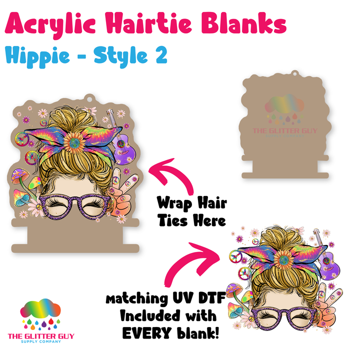 Acrylic Hair Tie Holder Keychain - Hippie H-021
