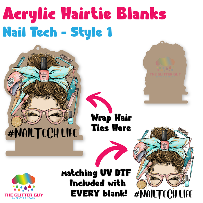 Acrylic Hair Tie Holder Keychain - Nail Tech H-022