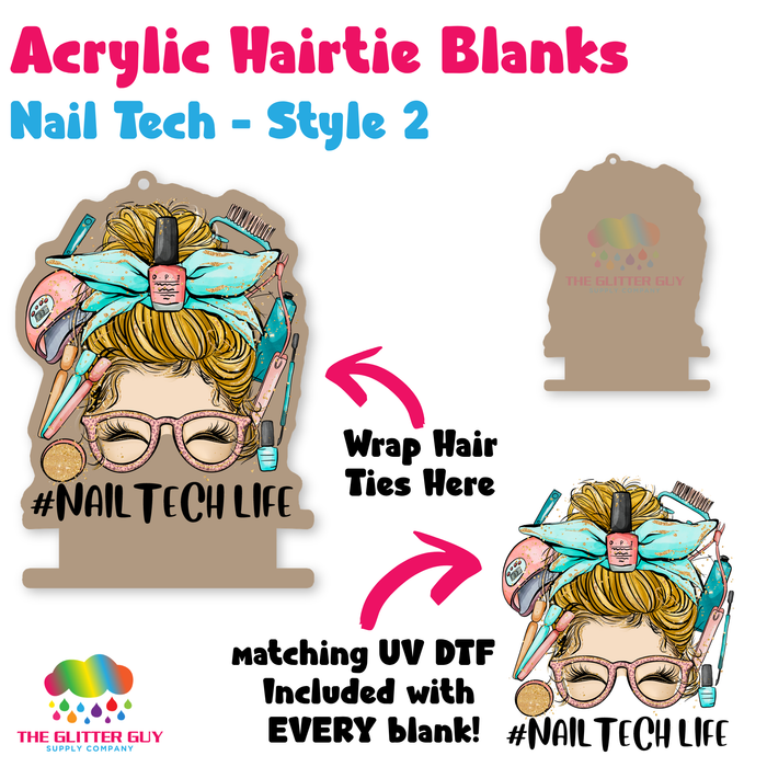 Acrylic Hair Tie Holder Keychain - Nail Tech H-022