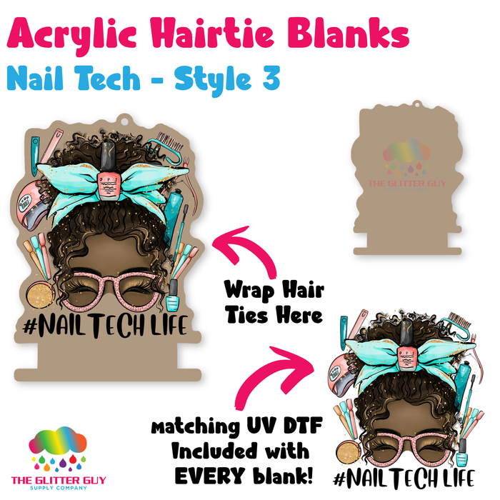 Acrylic Hair Tie Holder Keychain - Nail Tech H-022