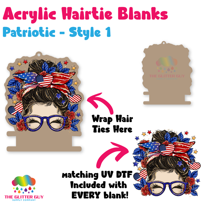 Acrylic Hair Tie Holder Keychain - Patriotic H-023
