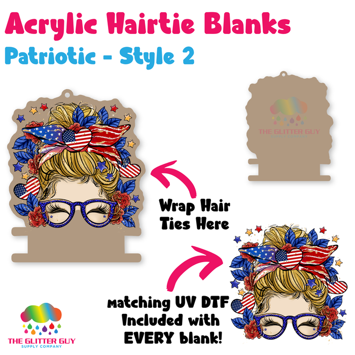 Acrylic Hair Tie Holder Keychain - Patriotic H-023