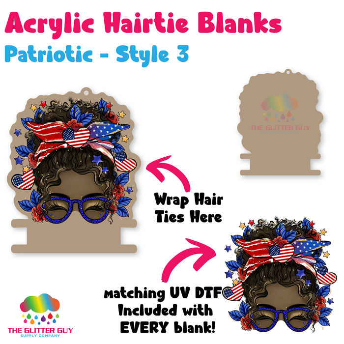 Acrylic Hair Tie Holder Keychain - Patriotic H-023