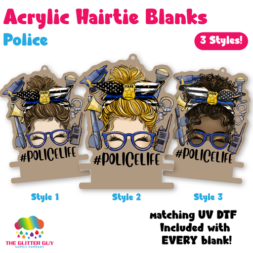 Police acrylic hair tie holder keychain H-024