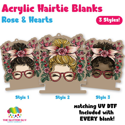 Rose & Hearts acrylic hair tie holder keychain H-025