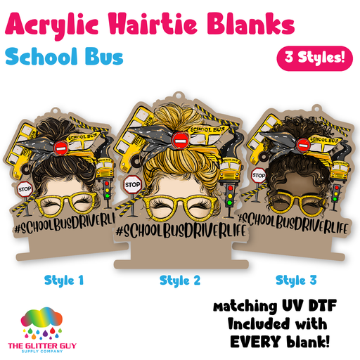 School Bus acrylic hair tie holder keychain H-026