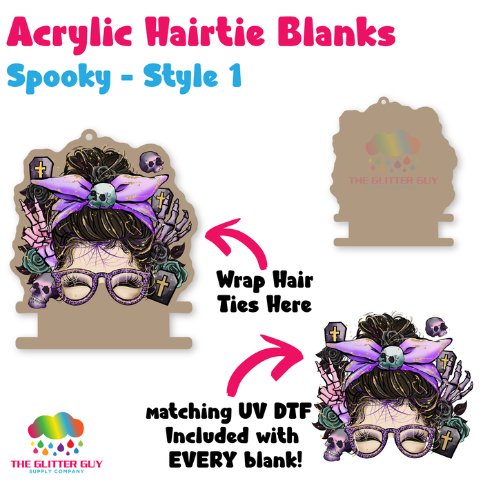 Acrylic Hair Tie Holder Keychain - Spooky H-027