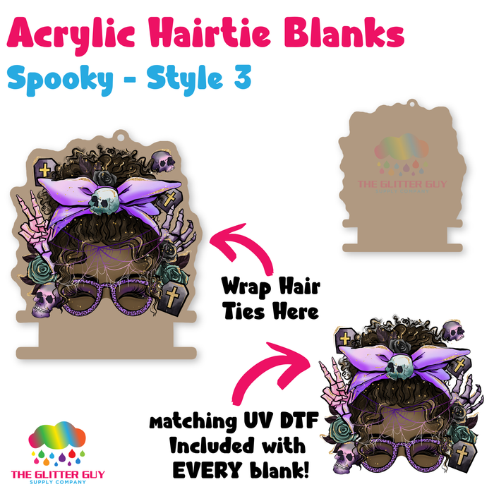 Acrylic Hair Tie Holder Keychain - Spooky H-027