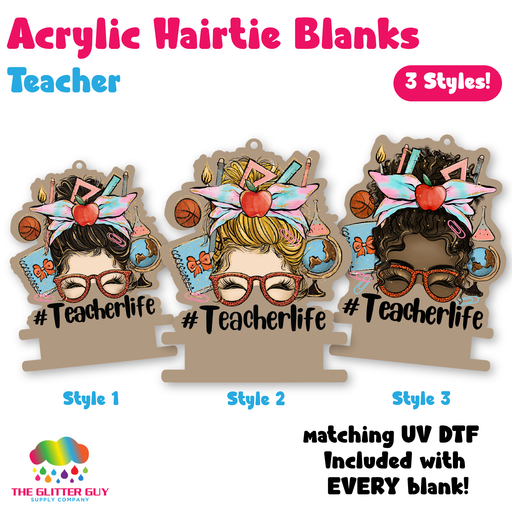 Teacher acrylic hair tie holder keychain H-028