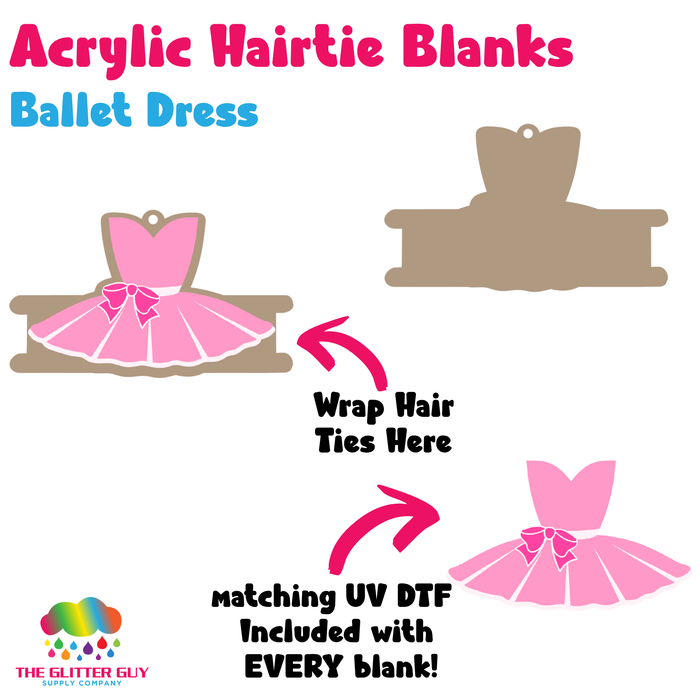 Acrylic Hair Tie Holder Keychain - Ballet Dress