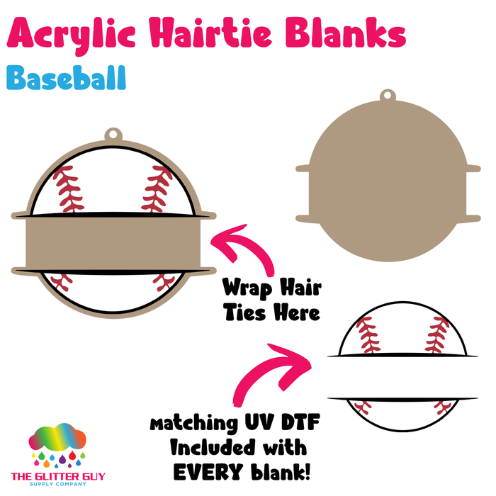 Acrylic Hair Tie Holder Keychain - Baseball