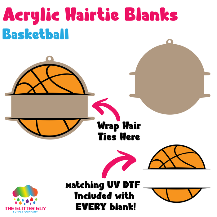 Acrylic Hair Tie Holder Keychain - Basketball