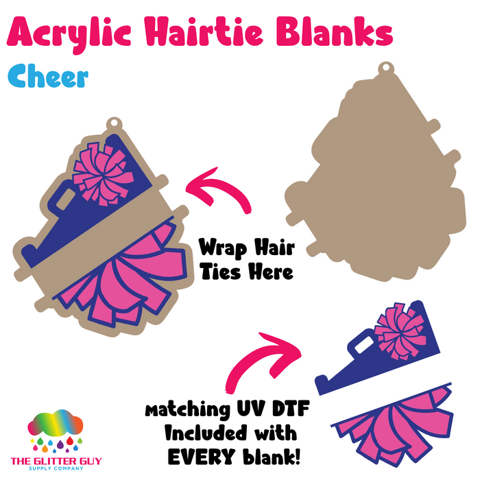 Acrylic Hair Tie Holder Keychain - Cheer