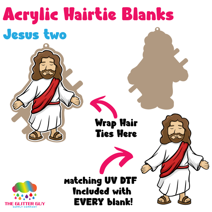 Acrylic Hair Tie Holder Keychain - Jesus Two