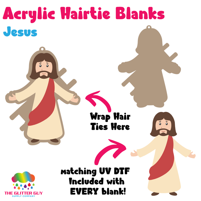 Acrylic Hair Tie Holder Keychain - Jesus
