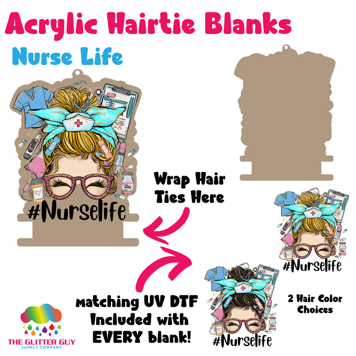 Acrylic Hair Tie Holder Keychain - Nurse Life