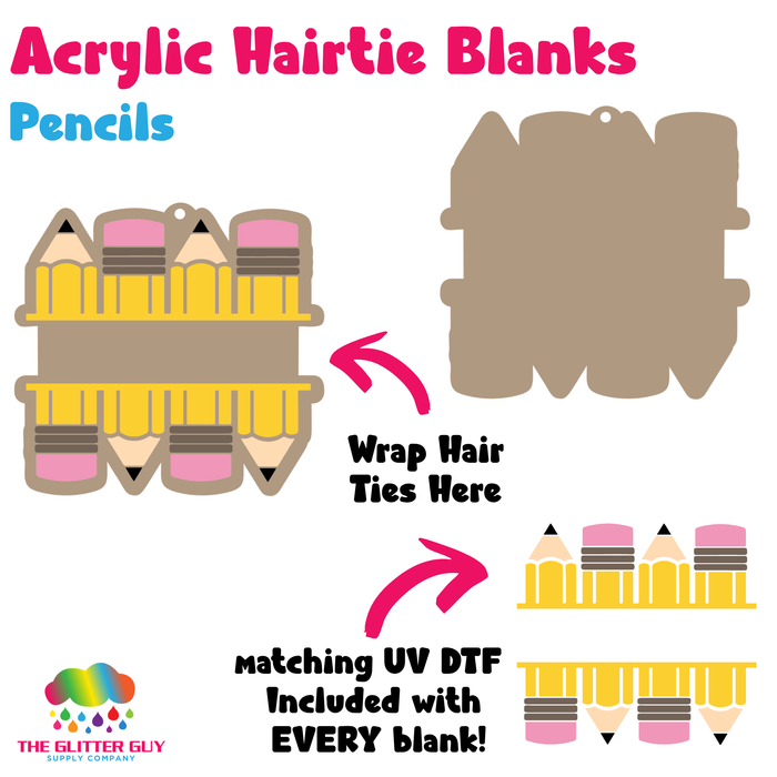 Acrylic Hair Tie Holder Keychain - Pencils