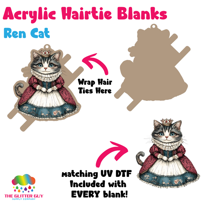 Acrylic Hair Tie Holder Keychain - Ren Cat