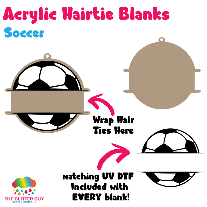 Acrylic Hair Tie Holder Keychain - Soccer