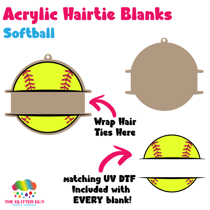 Acrylic Hair Tie Holder Keychain - Softball