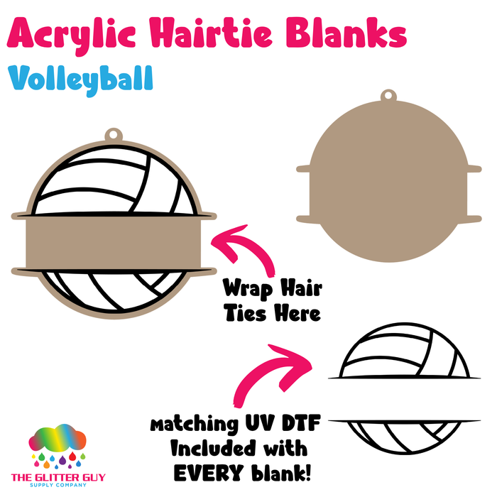 Acrylic Hair Tie Holder Keychain - Volleyball