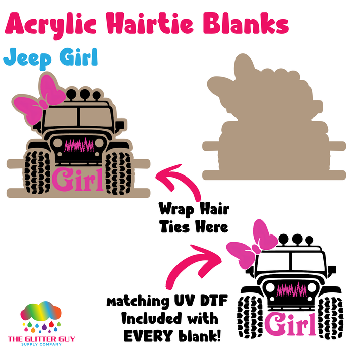Acrylic Hair Tie Holder Keychain - Jeep Girl
