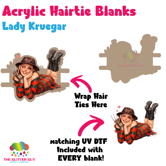 Acrylic Hair Tie Holder Keychain - Lady Kruegar H-008