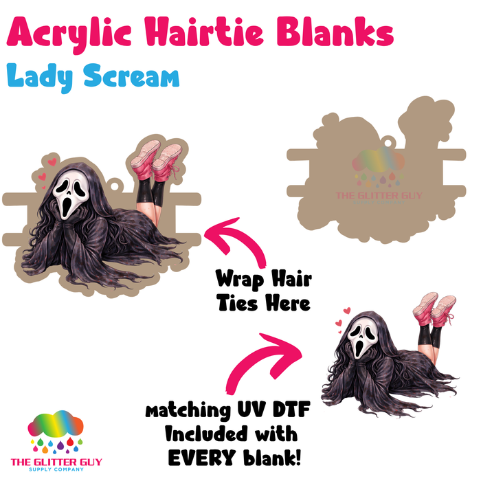 Acrylic Hair Tie Holder Keychain - Lady Scream H-009