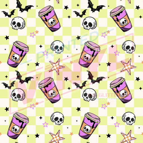 Printed Vinyl - Skull Coffee 017
