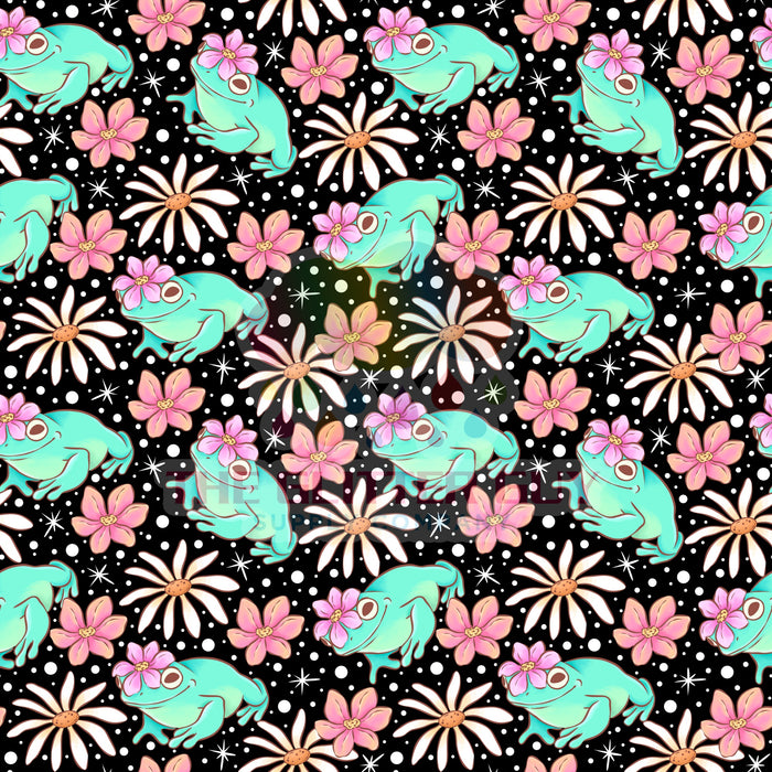 Printed Vinyl - Floral Frogs 247