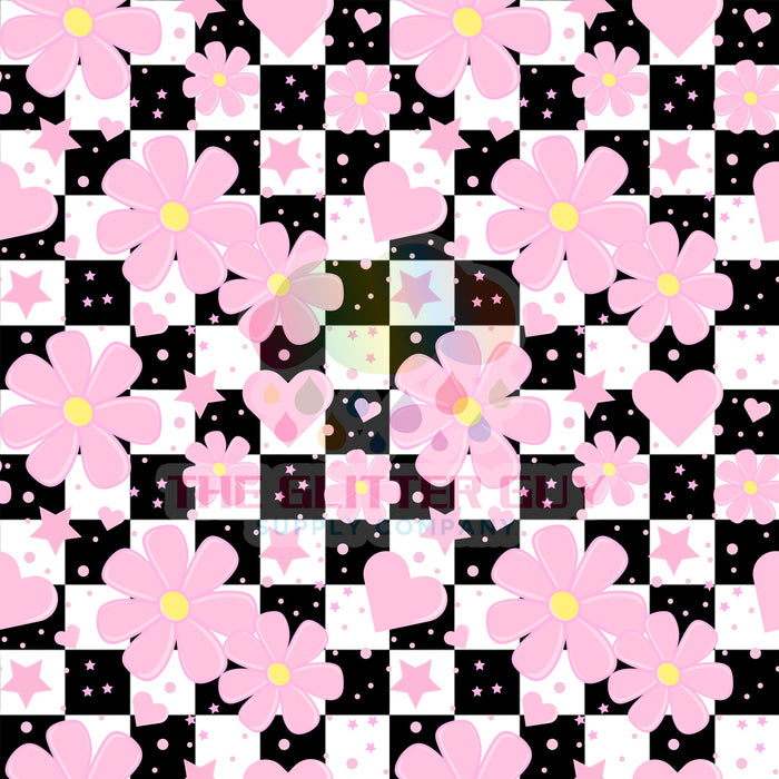 Printed Vinyl - Daisy Heart Check 252