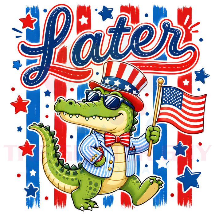 Printed Decal -  Patriotic Croc