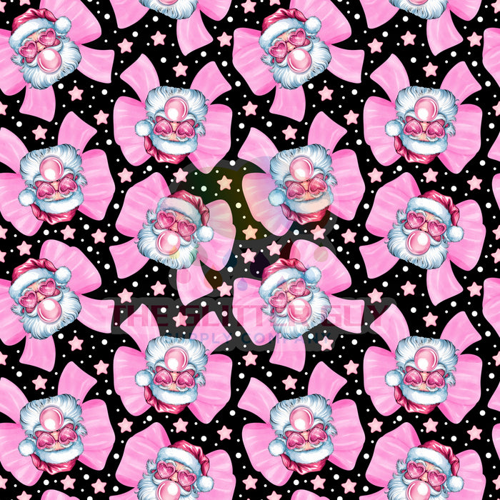 Printed Vinyl - Pink Bow Santa 087