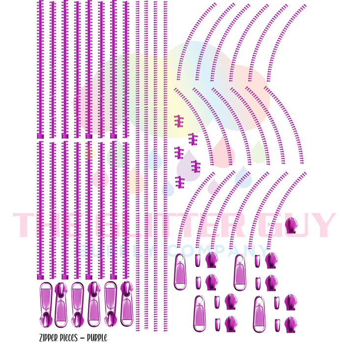 Premade Gang Sheet - Purple Zipper Pieces
