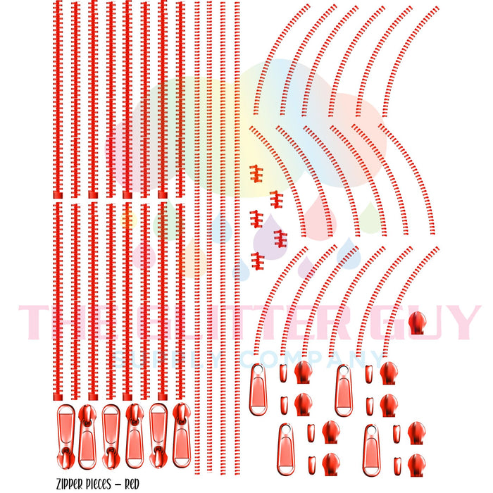 Premade Gang Sheet - Red Zipper Pieces