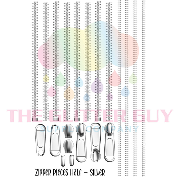 Premade Gang Sheet - Silver Zipper Pieces