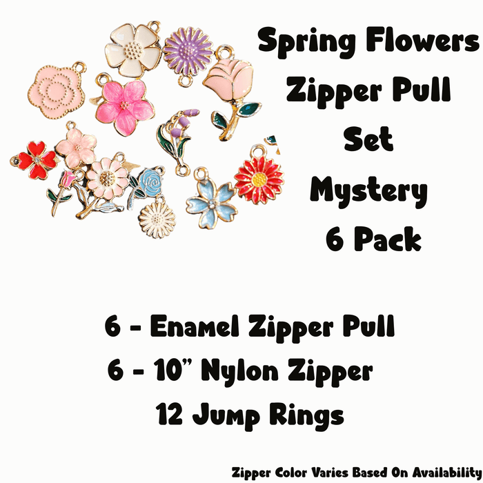 Zipper Pull Nylon Zipper Set - Spring Flowers Mystery Six Pack