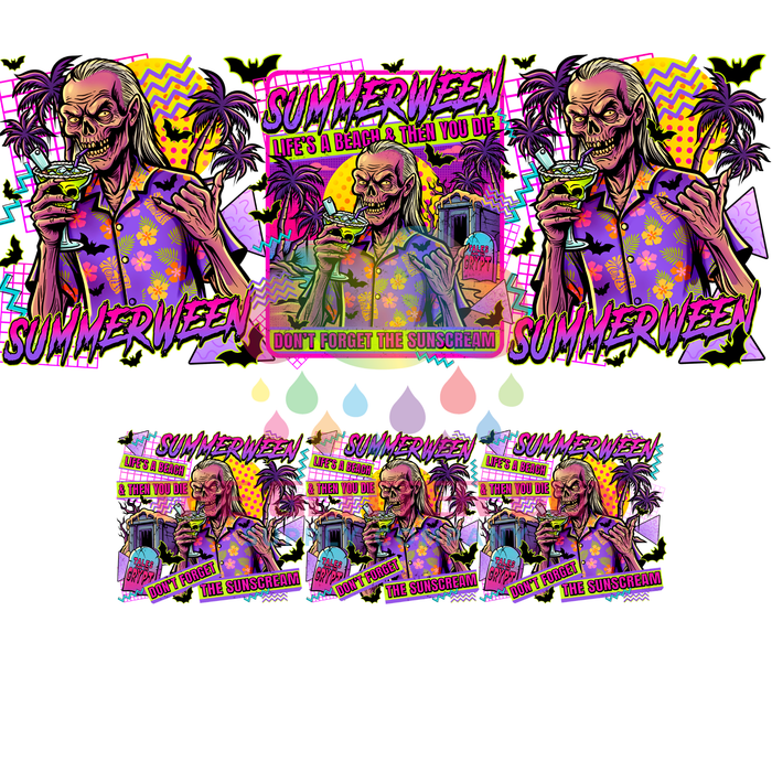 40 oz Tumbler Wrap - UVDTF Ink Transfers - Original Summerween